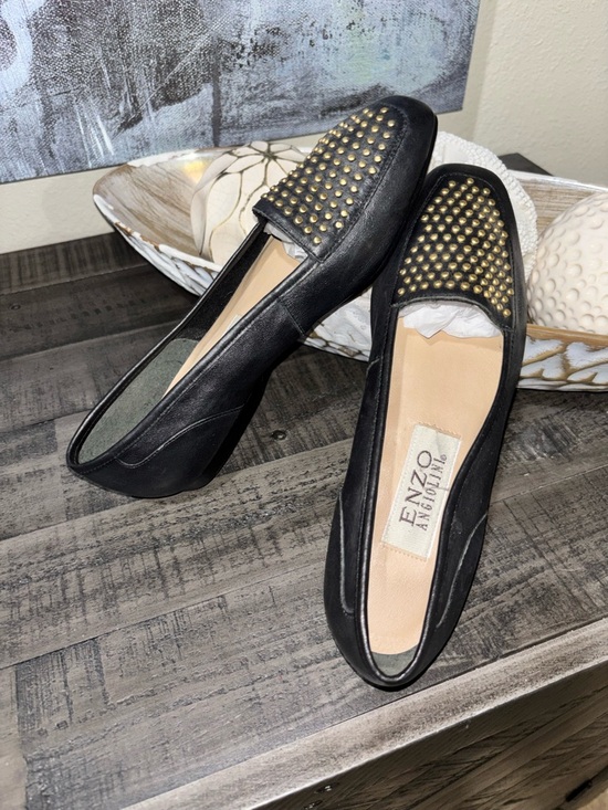 Enzo Angiolini Shoes - Enzo Angiolini Vintage  black leather studded flats/ slip-on loafers SZ 5.5